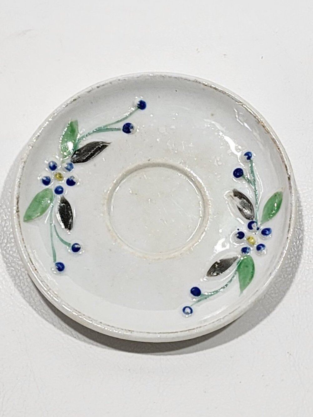 Children’s Porcelain Tea Party Saucer Toy w/Blue Flower RAREAntique